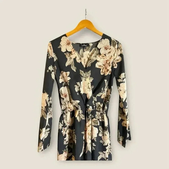 Lulus Women's Floral Print Romper Blue Small Long Sleeve Casual - Picture 1 of 6